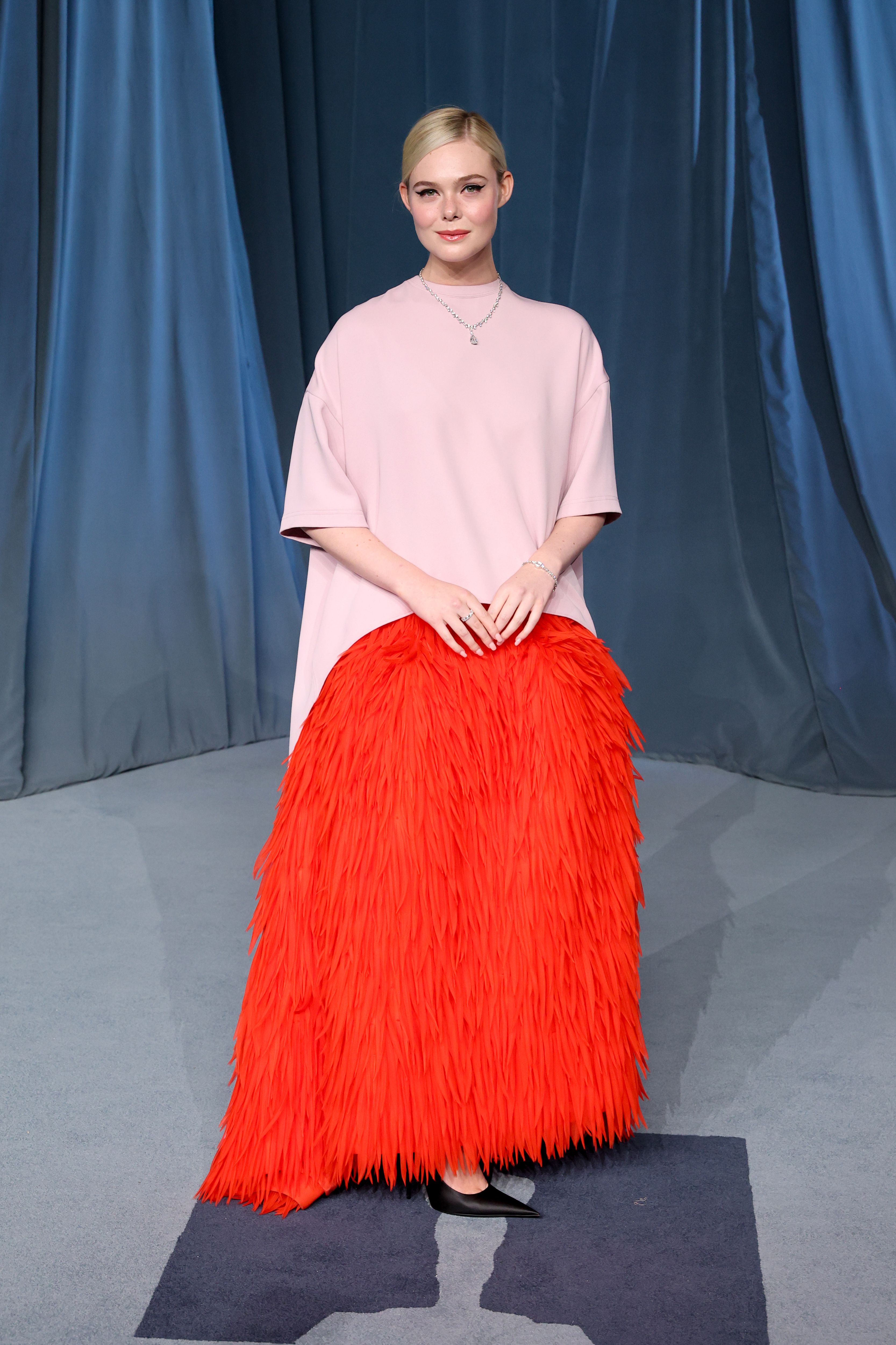 Elle Fanning Captivates in a Two-Tone Couture Ensemble